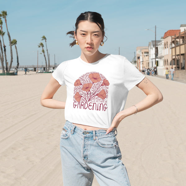 I'd Rather Be Gardening T-Shirt - Women's Flowy Cropped Tee
