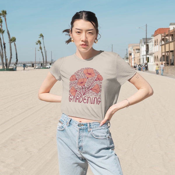 I'd Rather Be Gardening T-Shirt - Women's Flowy Cropped Tee