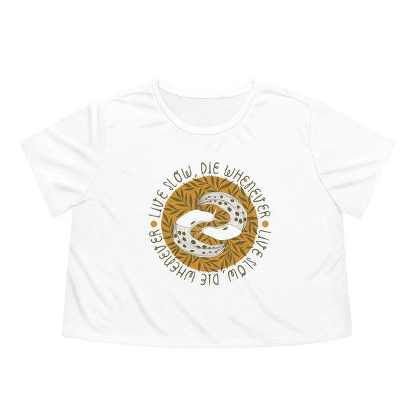 Slug T-Shirt - Live Slow, Die Whenever - Women's Flowy Cropped Tee