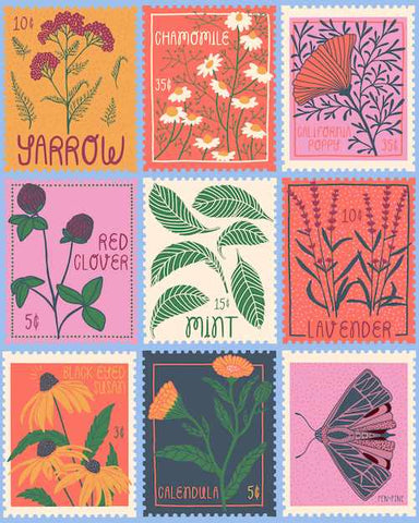Vintage Stamp Wildflower Print