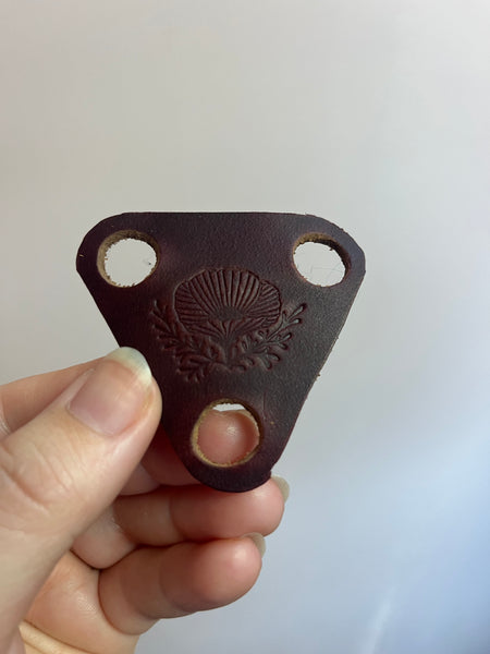Poppy Stamped Leather Bandana Slide - Dark Brown