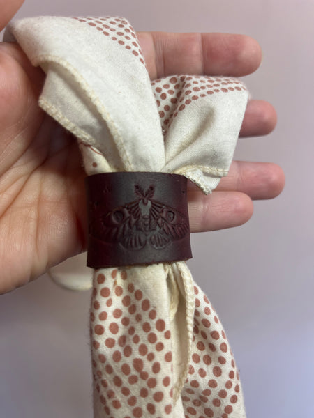 Moth Stamped Leather Bandana Slide - Dark Brown