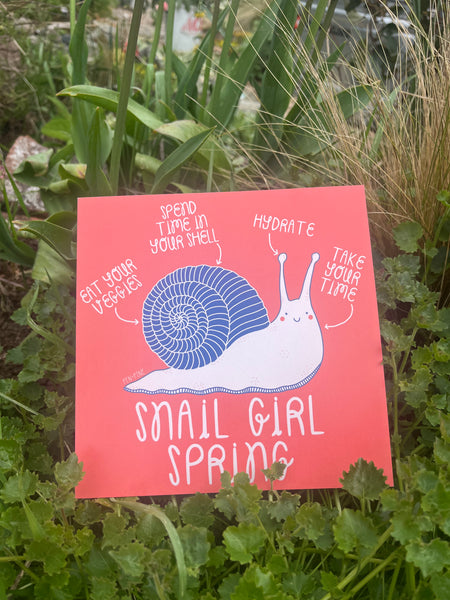 Snail Girl Spring Mini Print