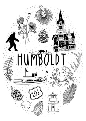 Colorable Humboldt County Postcard